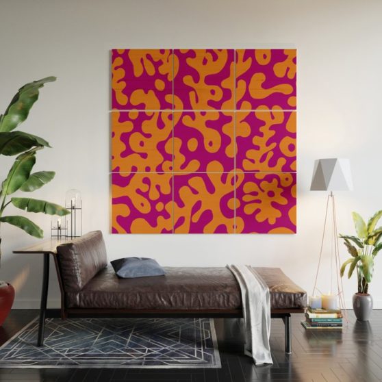 organic-orange-fuchsia-wood-wall-art